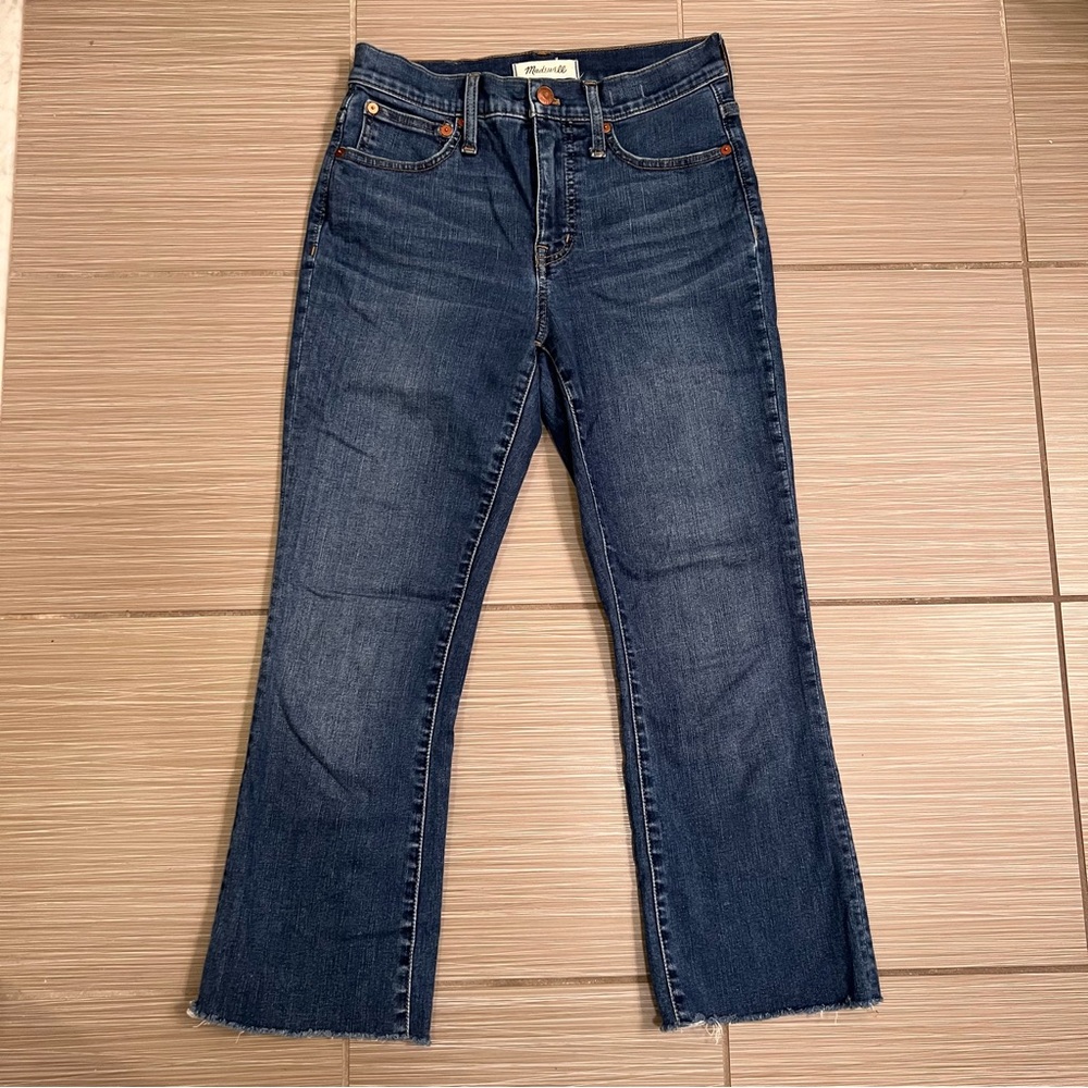 Madewell Cali Demi Boot Jeans dark wash size 25 0 frayed classic denim - Picture 6 of 15